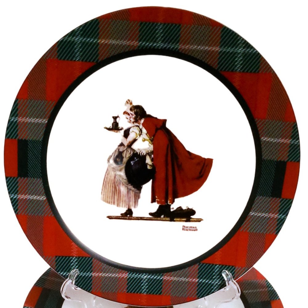 Christmas Dinner Plates, Norman Rockwell, Farmhouse Kitchen, Home Decor Plates